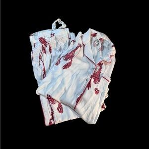 Women's White and Red Lobster Pajama Set